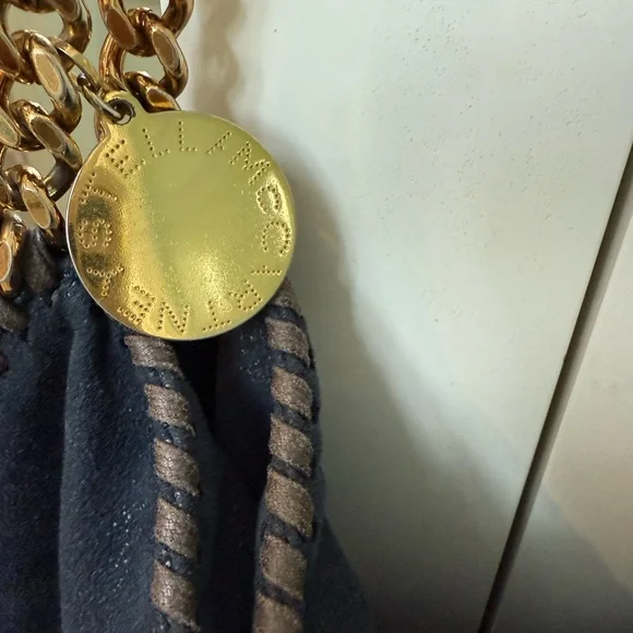 Stella McCartney Navy Falabella Bag with Gold Chain - Picture 2 of 12